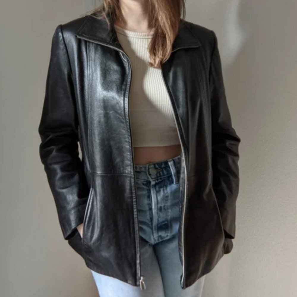 Madison & Max black leather jacket size medium